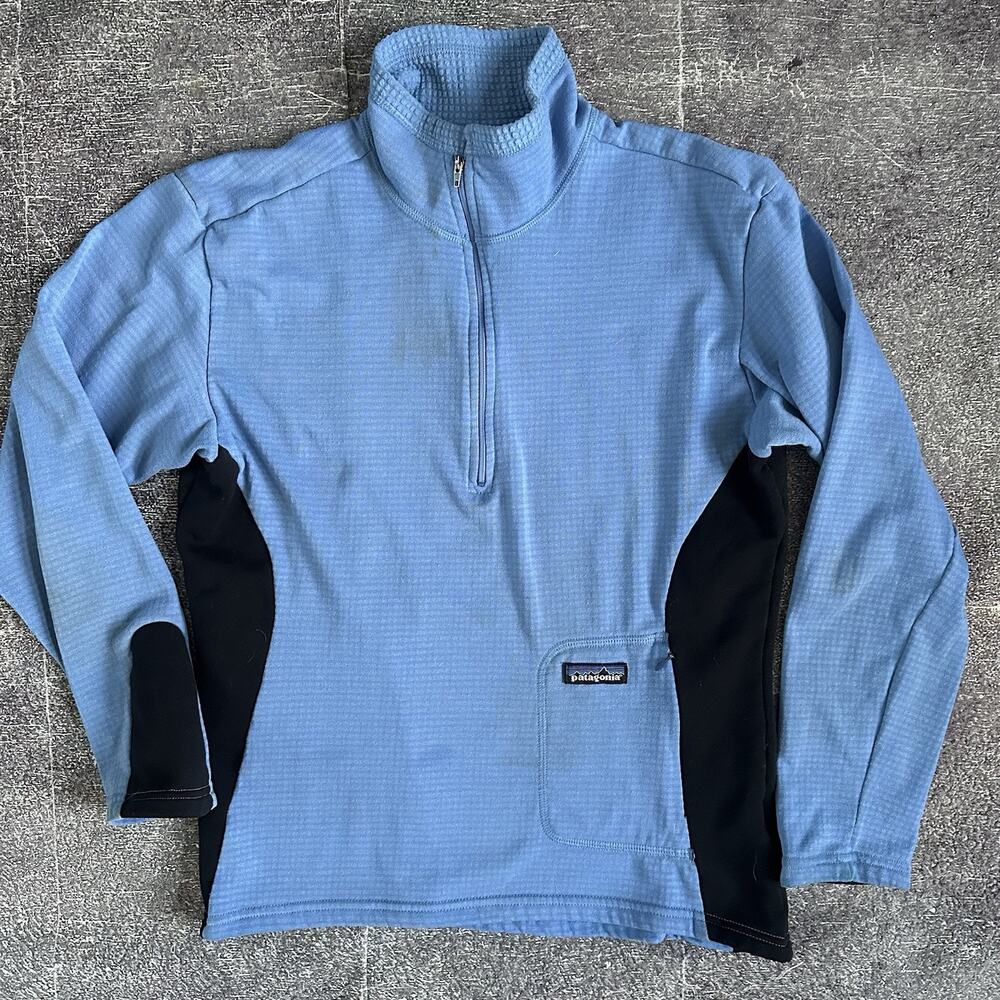 Women's Vintage 90s Patagonia USA R1 Regulator Fleece 1/4 Zip Blue Pullover Sz S